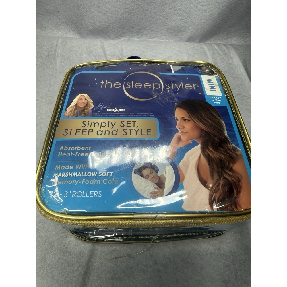 The Sleep Styler Mini Heat-Free Hair Rollers Set 12 Rollers Case & Instructions
